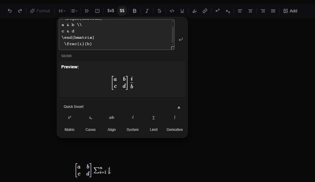 LaTeX math equations