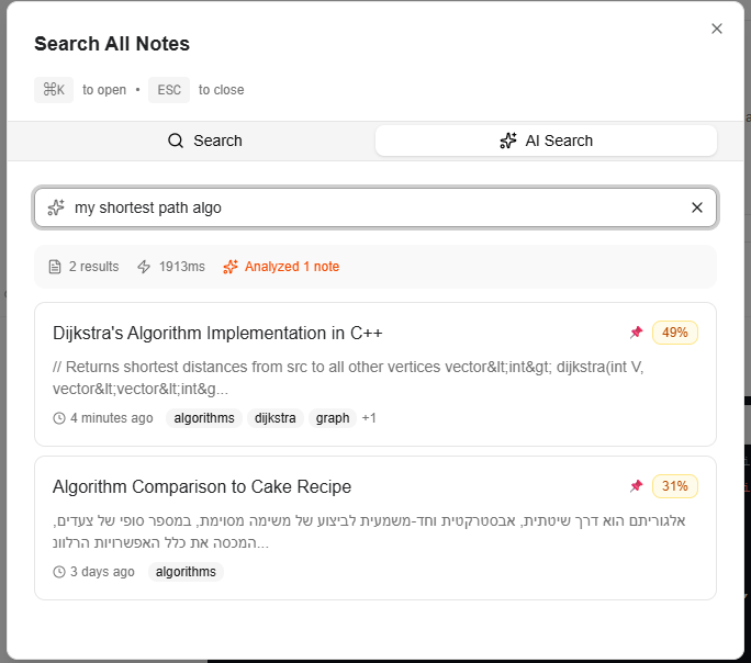 Semantic search first time