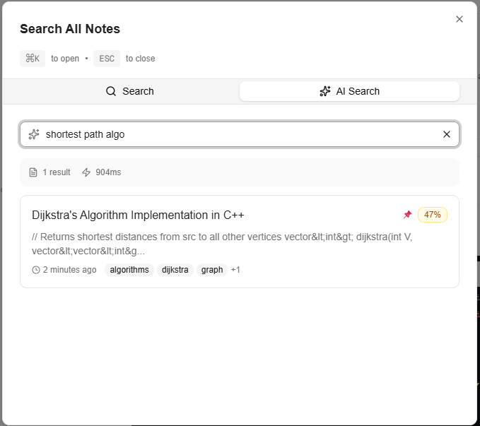 Semantic search cached